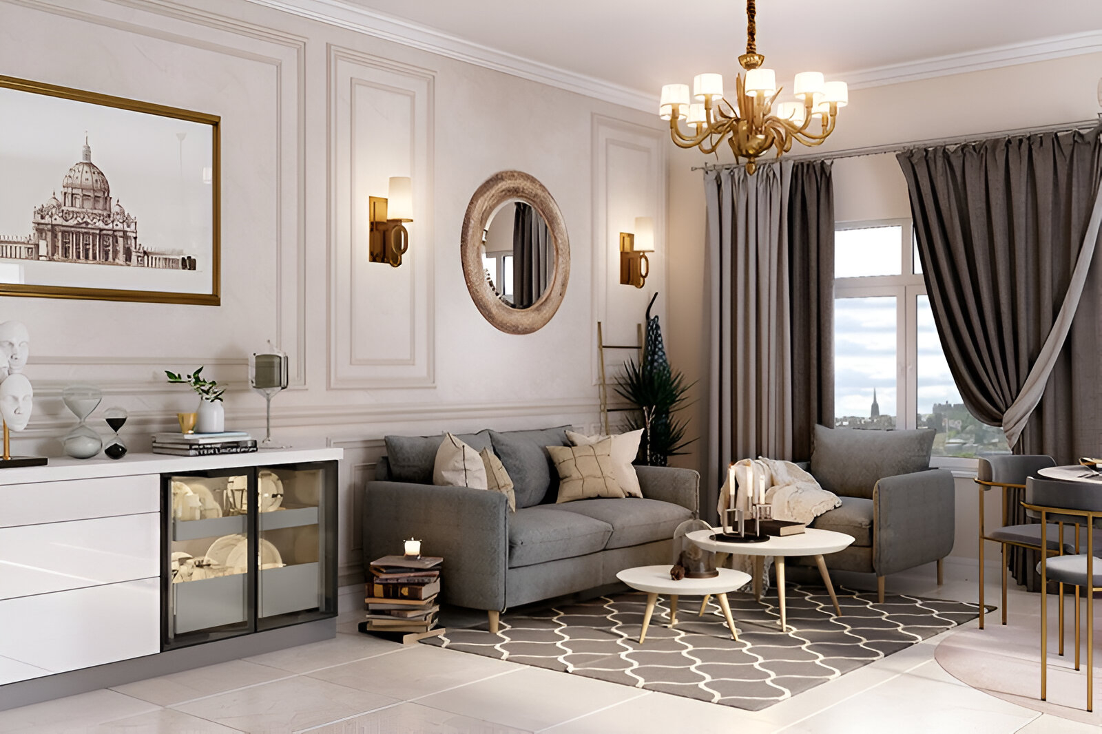 chandelier luxury modern living room design